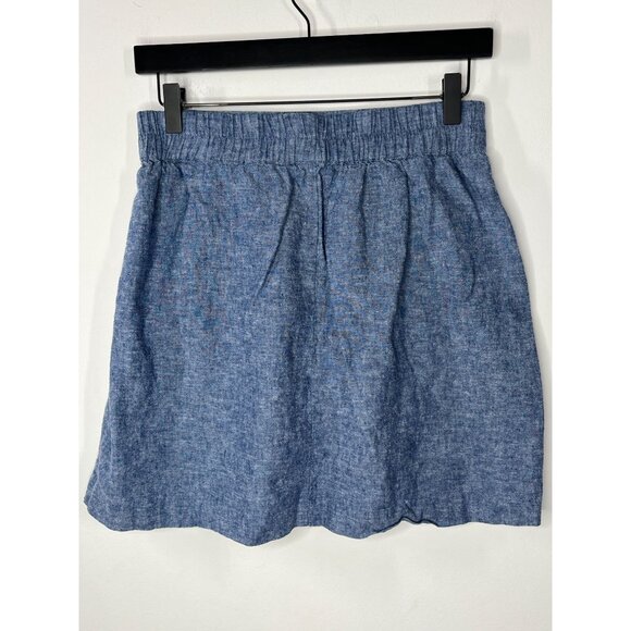 LOFT Outlet XS Blue Linen Blend Skirt A Line Pull On Mini Casual - Picture 2 of 12